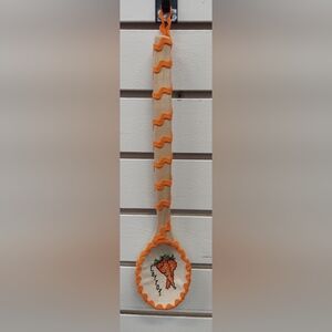 Handmade Wooden Spoon  kitchen Decor Cross Stitching Carrot 13.5"